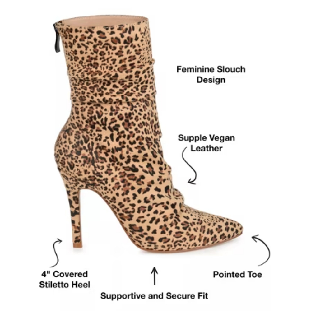 Journee Markie Bootie Leopard Print Women's Ankle Boots - Picture 7 of 7